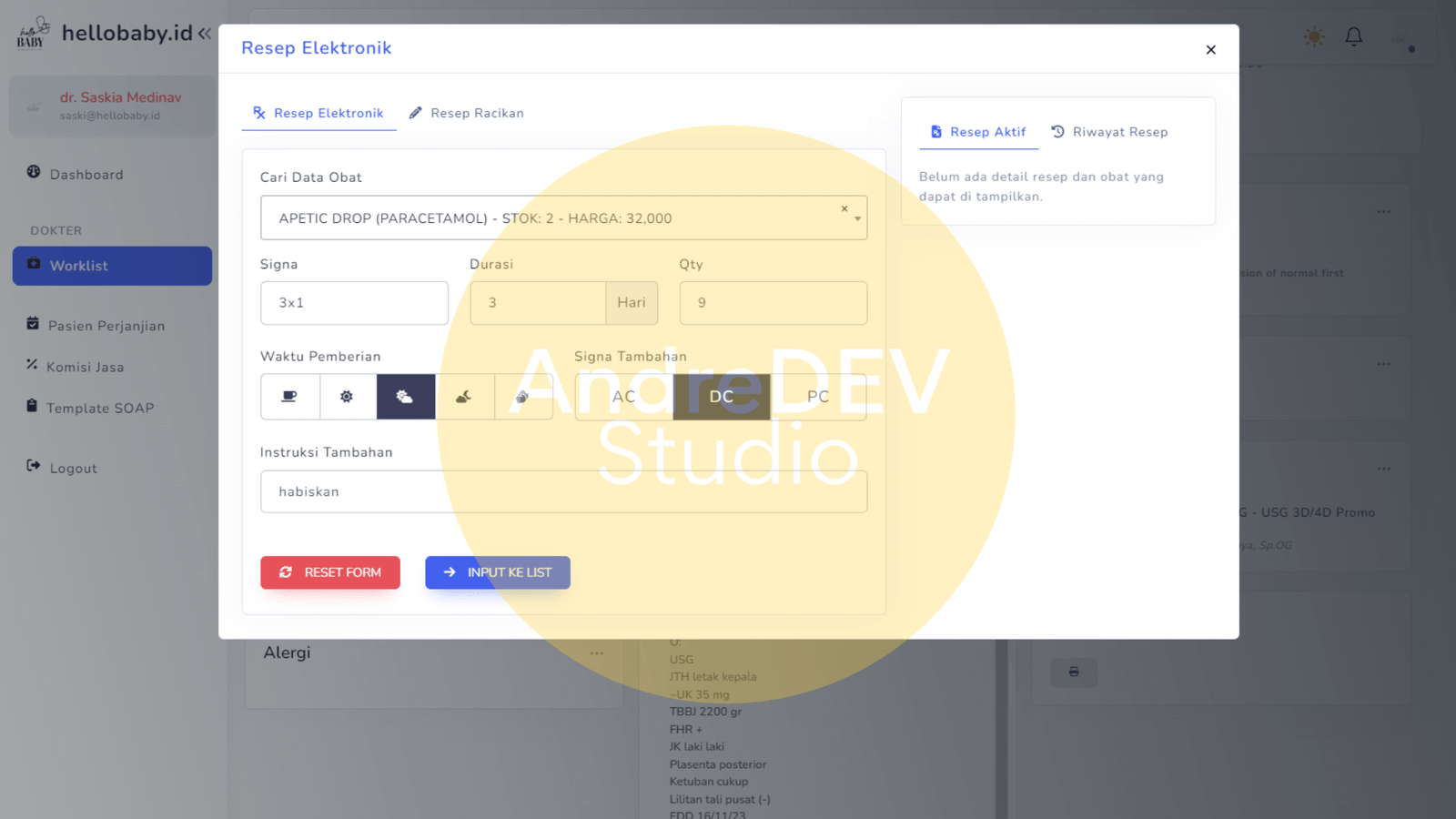 Tampilan Resep Elektronik